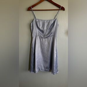 Wilfred Strapless Satin Slip Dress in Pale Blue
